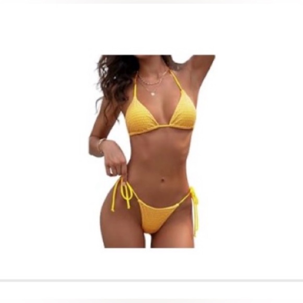 NWOT Yellow Textured Bikini Set